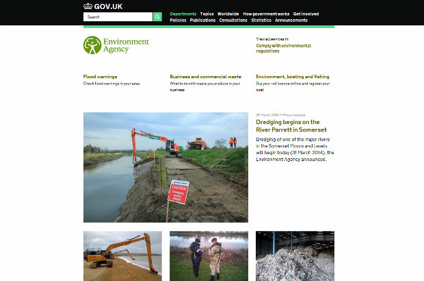 Environment Agency homepage on gov.uk