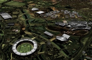 Arial view of Olympic Park, London captured by a Cessna 