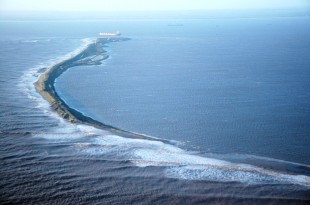 Spurn Head following the tidal surge in December 2013 showing the impact of the surge.