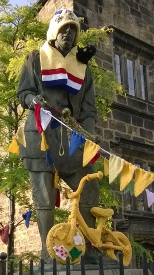 Knitted bunting and yellow bikes are now a common site across the Yorkshire countryside 