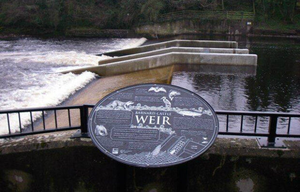 Fish pass on a weir in the River Tees at Barnard Castle