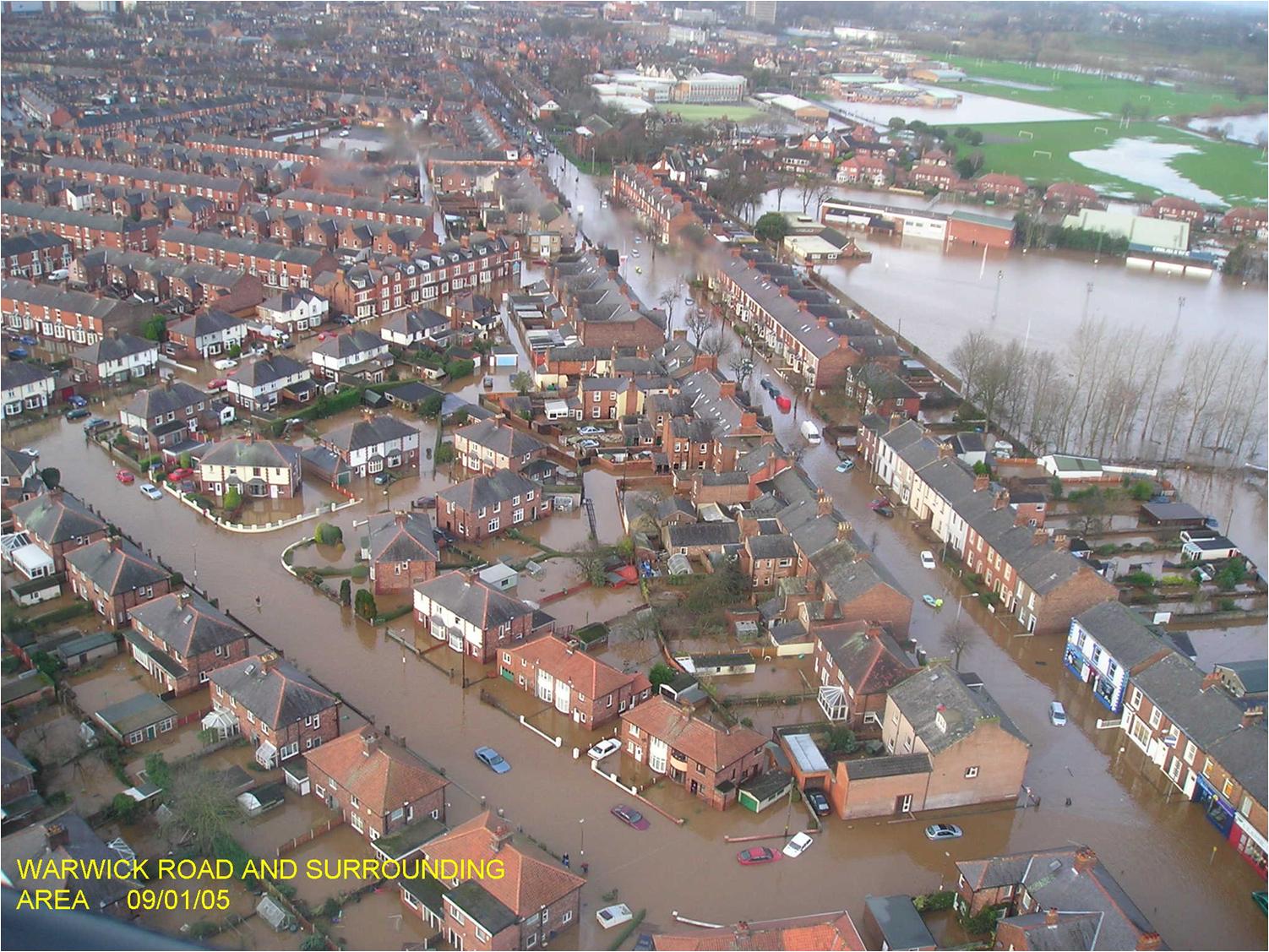 Warwick Road and Surrounding flooded area  in Carlisle 9th January 2005