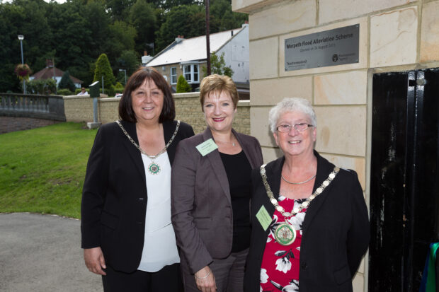 NDT Area Manager (centre) with the Civic Head of Northumberland County Council Kath Nisbet (right) and her aide (left) 