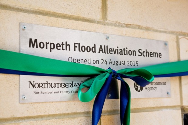  Morpeth Flood Alleviation Scheme plaque on the opening day