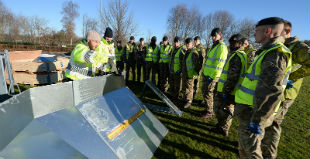 Training the army to deploy temporary flood barriers