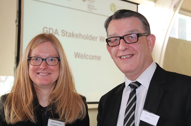 Saffron Price-Walter (EA) and Les Smith from ONR at a stakeholder event 