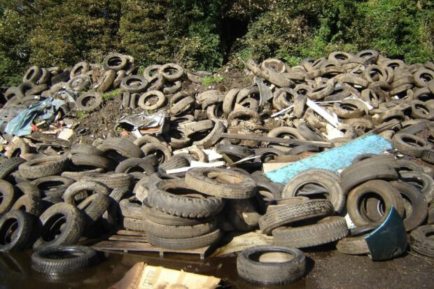 Piles of scrap tyres