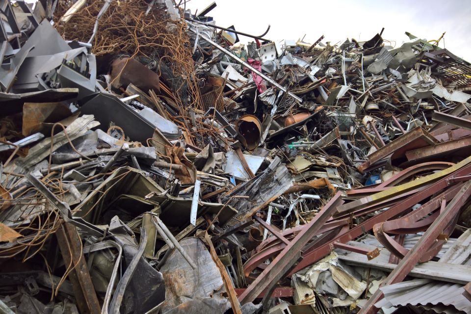 A pile of scrap metal