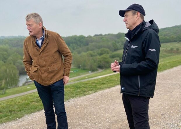 Sir James Bevan and Tom Heap at Bewl Water reservoir