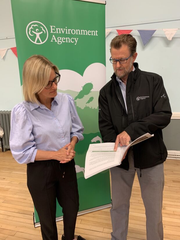 The Environment Agency’s Sizewell C project manager Simon Barlow discusses the permit consultation documents at a community drop-in