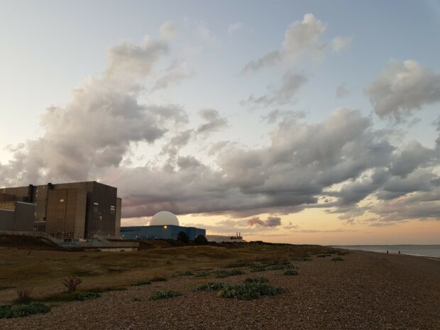 Sizewell A and Sizewell B pictured from the beach