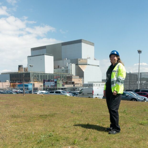 Nuclear regulator Victoria outside Hinkley Point B