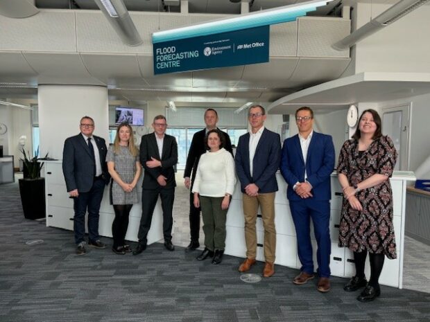 Environment Agency Chief Executive and Met Office Chief Executive meeting with colleagues at Flood Forecasting Centre