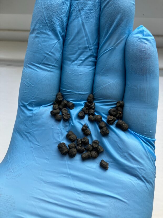 A handful of black bio-beads