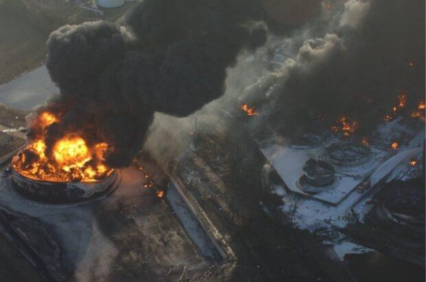 Smoke coming off a fire at Buncefield in 2005.