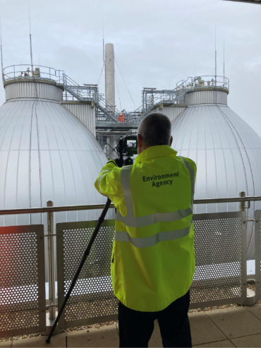 An Environment Agency officer on site monitoring