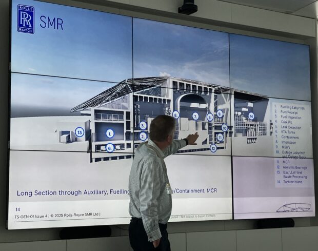 Rolls-Royce SMR’s Head of Regulatory Affairs presents to Environment Agency staff during the visit